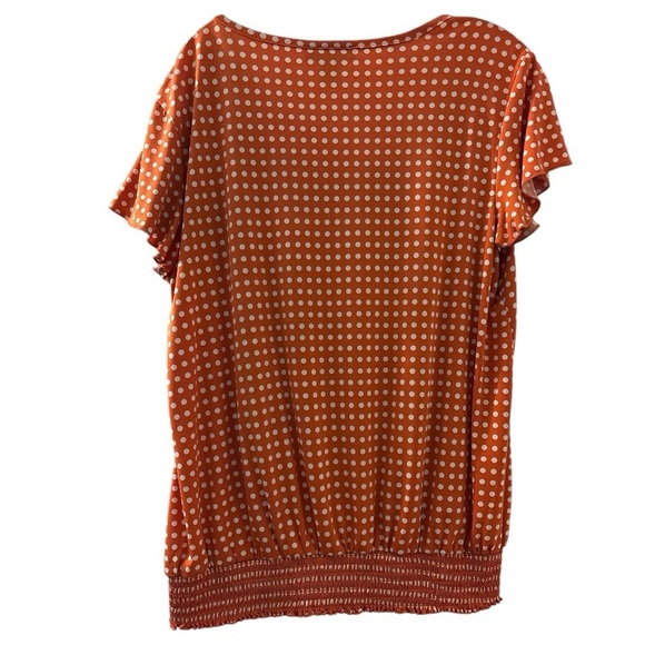 STYLE & CO blouson top, jersey fabric.  Flutter sleeves, elastic hem. Large - Picture 2 of 5